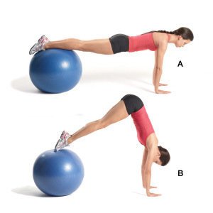 Stability Ball Pushup and Jackknife-GymMembershipFees